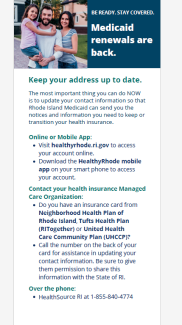 Be ready. Stay covered. Medicaid renewals are back. Get ready to renew now. Update your contact information. 